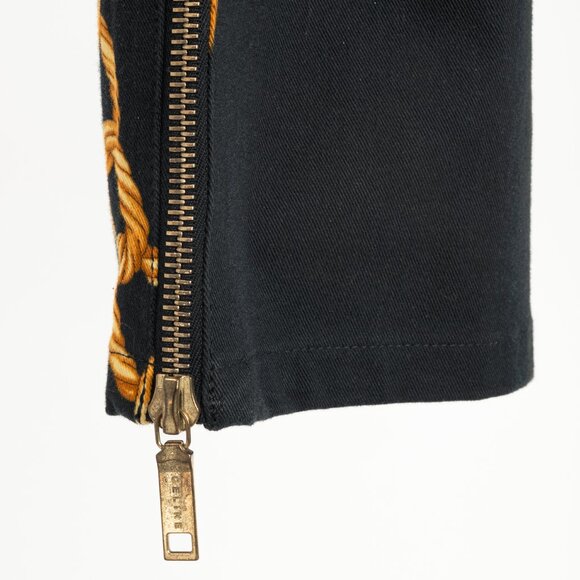Celine SS/04 Black Chain-Motif Cotton Twill Skinny Pants - Picture 7 of 10